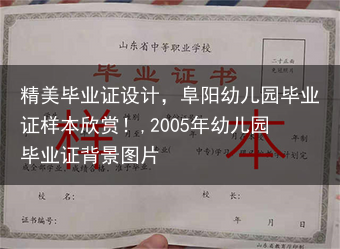 精美毕业证设计，阜阳幼儿园毕业证样本欣赏！,2005年幼儿园毕业证背景图片