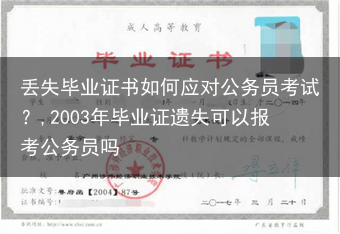 丢失毕业证书如何应对公务员考试？,2003年毕业证遗失可以报考公务员吗